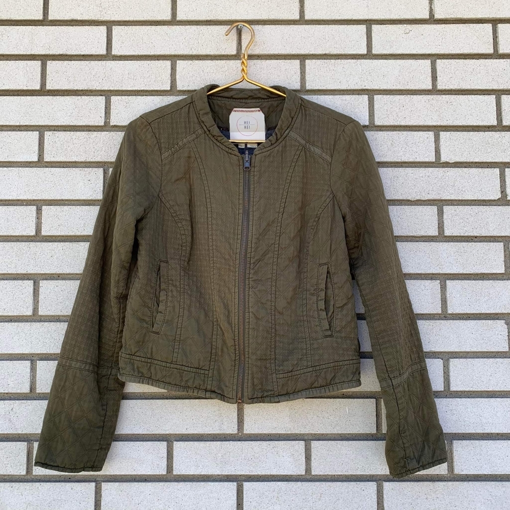 Anthropologie Olive Bomber Jacket - Picture 3 of 10
